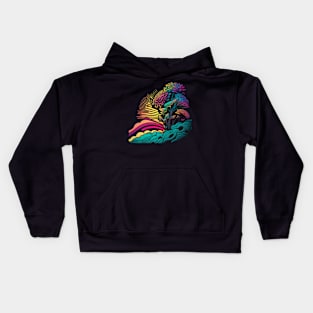 Retro Wave Floral Design Kids Hoodie